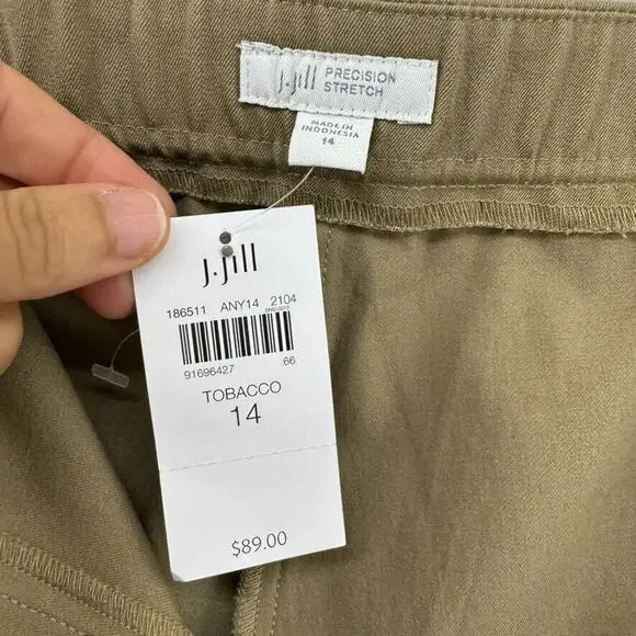 J Jill Pants Women 14 Khaki Beige Tobacco Precision Stretch Mid Rise Stretch New - Picture 2 of 15